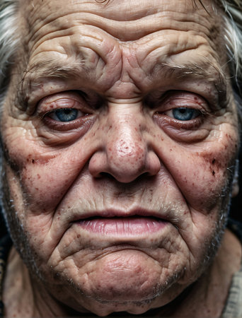 An AI illustration of an elderly male with gray hair.の素材