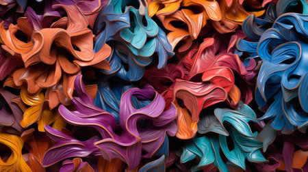 An AI generated illustration of Assorted vibrant leather with a variety of huesの素材