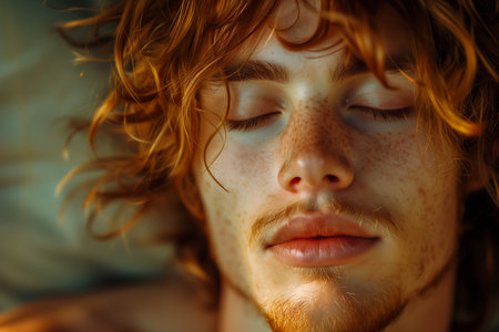 An AI generated illustration of a ginger-haired man with freckled complexionの素材