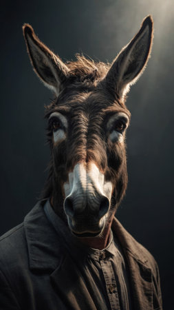 An AI generated illustration of a Donkey in human clothesの素材