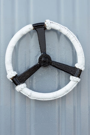 Water tight door handle on a shipの写真素材