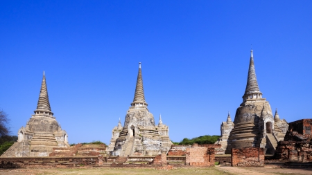 Pagoda at wat phra sri sanphet temple, Ayutthaya, Thailandの写真素材