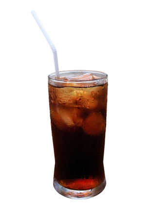 A glass of cola on a tableの写真素材