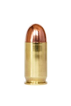 9 mm or .357 bullet on white backgroundの写真素材