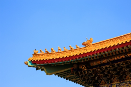 Roof of chinese traditional temple in Thailand