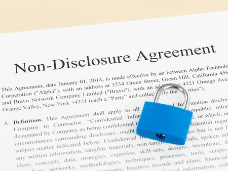 Non disclosure agreement document with padlockの写真素材