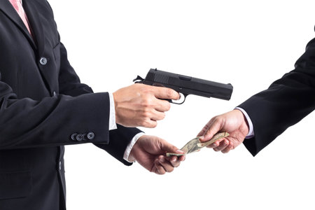 Robbery by businessman concept unethical or corruption
