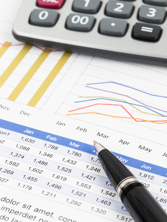 Sales report line chart with graph analysisの写真素材
