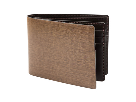 Brown leather wallet on white background