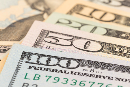 US banknote focus on 100 dollar bill