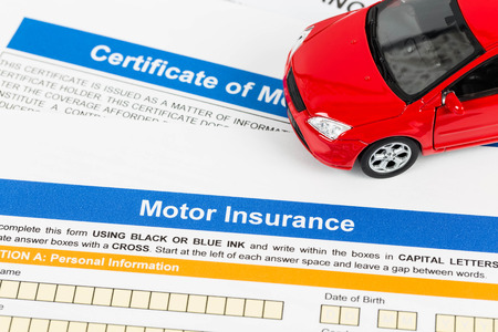 Motor or car insurance application with car modelの写真素材