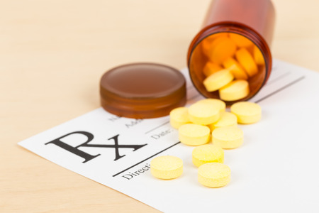 Medicine on blank prescription formの写真素材