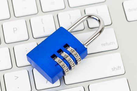 Padlock on keyboard concept computer securityの写真素材