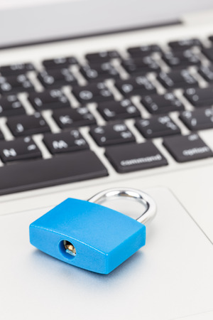 Padlock on keyboard concept computer securityの写真素材