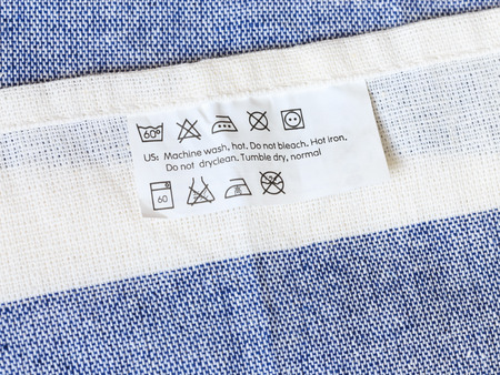 Cloth label with laundry care instructionの写真素材