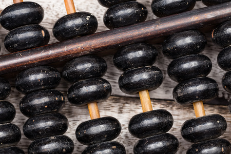 Old abacus on wooden background close-up
