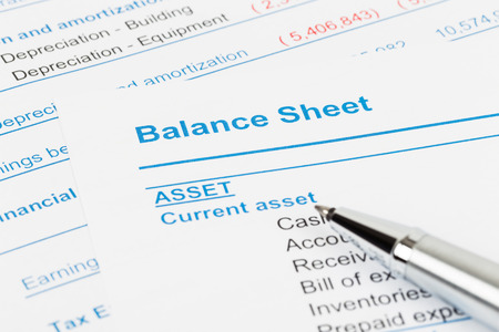 Balance sheet report; balance sheet is mock-upの写真素材