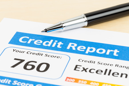 Credit score report with penの写真素材