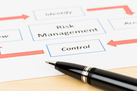Pen and risk management process diagram chartの写真素材