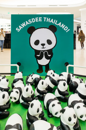 Bangkok, Thailand - April 3, 2016: 1600 Pandas+ World Tour by WWF and artist Paulo Grangeon at Central Embrassy.のeditorial素材