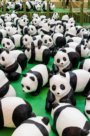 Bangkok, Thailand - April 3, 2016: 1600 Pandas+ World Tour by WWF and artist Paulo Grangeon at Central Embrassy.のeditorial素材