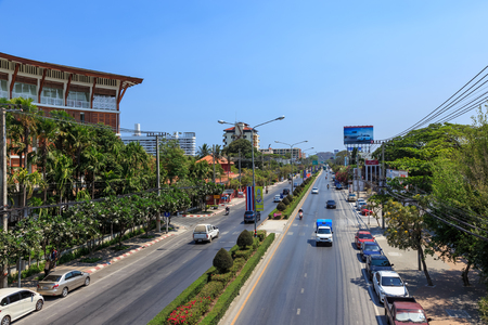 Hua Hin, Thailand - March 21, 2016: Phetkasem Road pass through Hua Hin city. This road is main route to southern part of Thailand.のeditorial素材