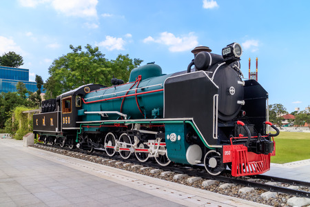 Bangkok, Thailand - November 22, 2016: Steam locomotive displayed at old Thonburi Station at Bangkok Noi district.のeditorial素材