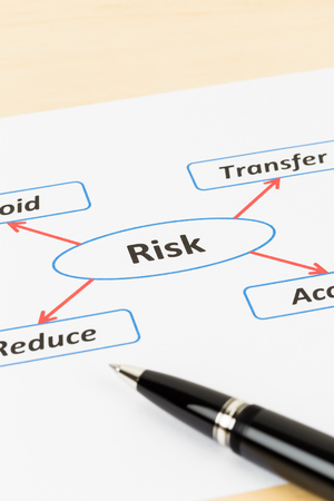 Risk management diagram chart with penの写真素材