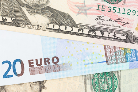 US Dollar and Euro banknote moneyの写真素材