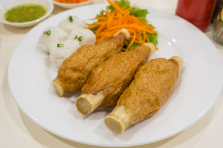 Fried shrimp mousse on sugar cane skewer or Chao Tom Vietnamese foodの写真素材