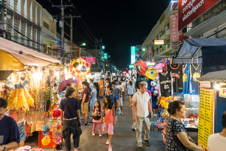 Hua Hin, Thailand - March 11, 2017: Night street market famous for touristのeditorial素材