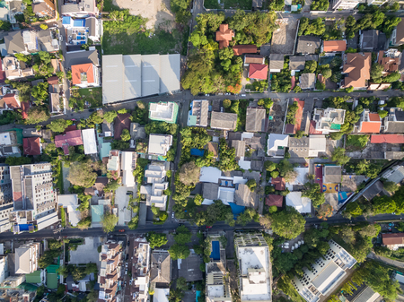Bangkok cityscape top view from droneの写真素材