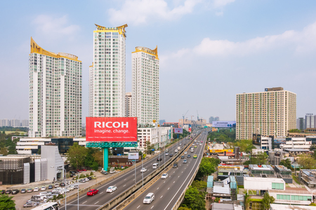 Bangkok, Thailand - February 8, 2018: Express way toward city center. It causes new development...