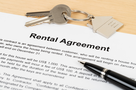 Rental agreement paperwork; document is mock-upの写真素材
