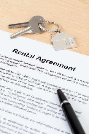 Rental agreement paperwork; document is mock-upの写真素材