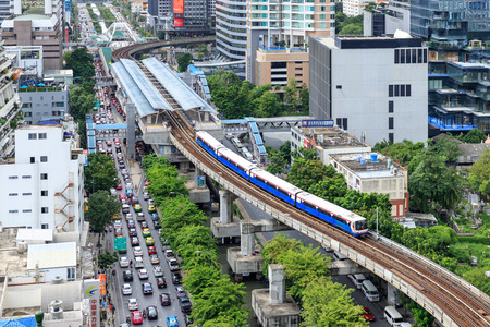 Silom, Thailand - July 3, 2018: Bangkok Mass Transit System or BTS, major transportation for Bangkok...