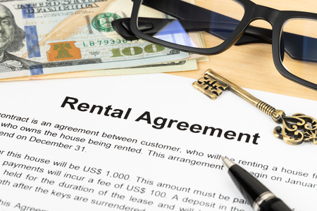 Rental agreement paperwork; document is mock-upの写真素材