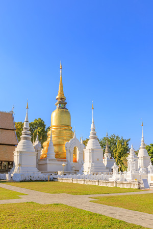 Pagodas at Wat Suan Dok Temple in Chiang Mai, North of Thailandの写真素材