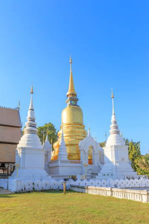 Pagodas at Wat Suan Dok Temple in Chiang Mai, North of Thailandの写真素材