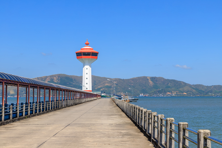 Lighthouse on Andaman sea, custom and immigration office at border to Myanmar.の写真素材