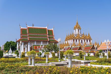 Loha Prasat or iron monastery at Wat Ratchanatdaram temple, on Ratchadamnoen avenue, Bangkok, Thailandの写真素材