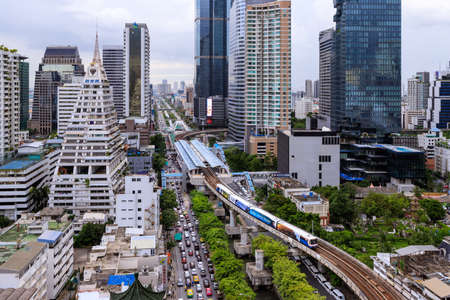 Silom, Thailand - July 3, 2018: Bangkok Mass Transit System or BTS, major transportation for Bangkok business district.のeditorial素材