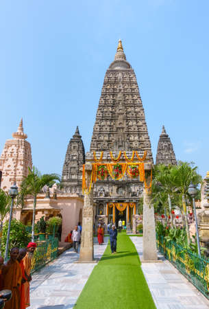 Bodhgaya, Bihar, India - October 14, 2018: Mahabodhi temple, the site where Gautam Buddha attained enlightenment.のeditorial素材