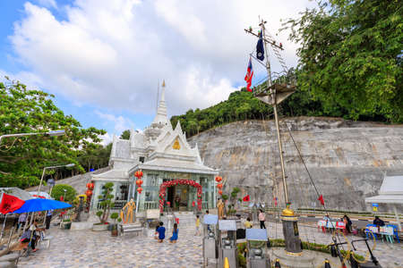 Chumphon, Thailand - February 25, 2019: Prince of Chumphon, father of Royal Thai Navy, new shrine; at Hat Sai Ri beach.のeditorial素材