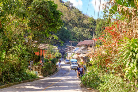 Chiang Mai, Thailand - January 10, 2018: Mae Kampong, village in valley, famous eco-tourism and home...