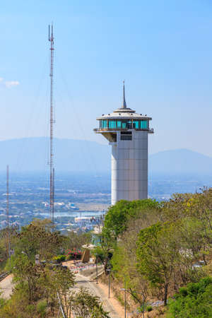 Nakhon Sawan, Thailand - December 23, 2018: Nakhon Sawan Tower on mountain top near city center.のeditorial素材