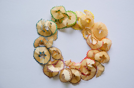 Pieces of Color Pencil Shavings Form Is Circle.の写真素材