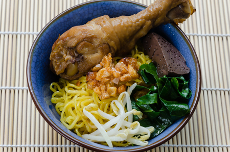 Egg Noodle with Stewed Chicken Drumstick.の写真素材