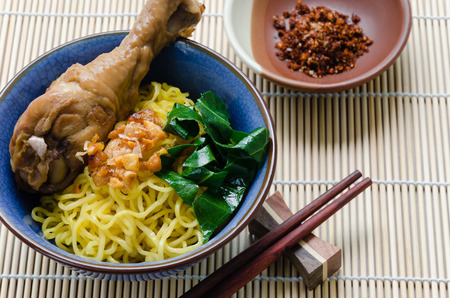 Egg Noodle with Stewed Chicken Drumstick.の写真素材