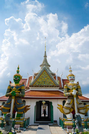 Giant Statue is the Art of Wat Arun Monastery at Bangkok of Thailand.